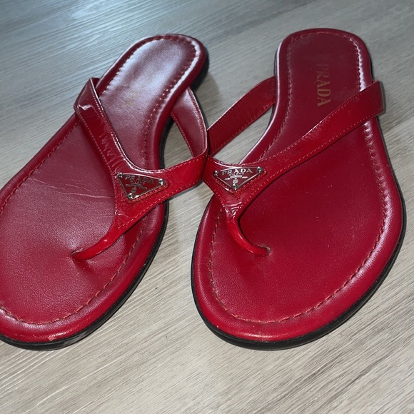 Prada red sandals 37 with logo - Picture 3 of 6